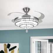 Depuley Crystal Ceiling Fan with Light, 36W Modern Ceiling Fan Remote, 3-Blade Retractable Led Fan Chandelier Outdoor/Indoor for Living Room, Bedroom, Dining Room, Color Changeable 3000K-6000K, Polished Nickel - WSFSL002-36C 18 DEPULEY DINGLILighting Store