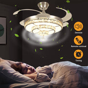 Depuley Crystal Ceiling Fan with Light, 36W Modern Ceiling Fan Remote, 3-Blade Retractable Led Fan Chandelier Outdoor/Indoor for Living Room, Bedroom, Dining Room, Color Changeable 3000K-6000K, Polished Nickel - WSFSL002-36C 8 | Depuley