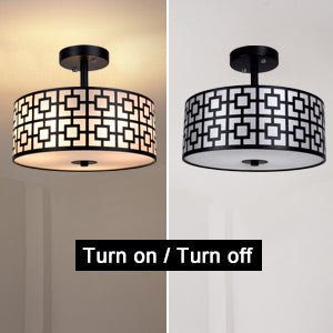 Depuley 12.6In Modern Semi Flush Ceiling Light Fixture, 3-Light Bedroom Ceiling Drum Light, Entry Light Fixtures Ceiling Hanging for Dining Room, Kitchen, Hallway, Entry, Foyer, Living Room, Black/Silver Finish - B07WQFFGPQ 6 | Depuley