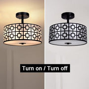 Depuley 12.6In Modern Semi Flush Ceiling Light Fixture, 3-Light Bedroom Ceiling Drum Light, Entry Light Fixtures Ceiling Hanging for Dining Room, Kitchen, Hallway, Entry, Foyer, Living Room, Black/Silver Finish - B07WQFFGPQ 6 | Depuley