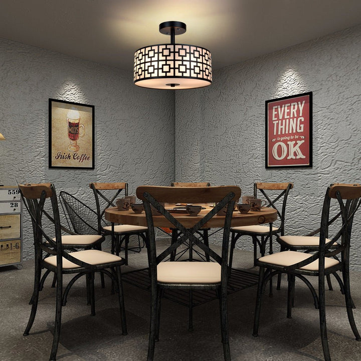 Depuley 12.6In Modern Semi Flush Ceiling Light Fixture, 3-Light Bedroom Ceiling Drum Light, Entry Light Fixtures Ceiling Hanging for Dining Room, Kitchen, Hallway, Entry, Foyer, Living Room, Black/Silver Finish - B07WQFFGPQ 14 | Depuley