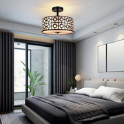 Depuley 12.6In Modern Semi Flush Ceiling Light Fixture, 3-Light Bedroom Ceiling Drum Light, Entry Light Fixtures Ceiling Hanging for Dining Room, Kitchen, Hallway, Entry, Foyer, Living Room, Black/Silver Finish - B07WQFFGPQ 11 | Depuley