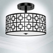 Depuley 12.6In Modern Semi Flush Ceiling Light Fixture, 3-Light Bedroom Ceiling Drum Light, Entry Light Fixtures Ceiling Hanging for Dining Room, Kitchen, Hallway, Entry, Foyer, Living Room, Black/Silver Finish - B07WQFFGPQ 8 | Depuley