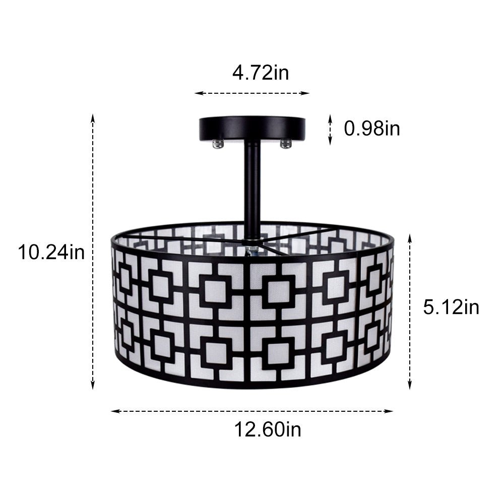 Depuley 12.6In Modern Semi Flush Ceiling Light Fixture, 3-Light Bedroom Ceiling Drum Light, Entry Light Fixtures Ceiling Hanging for Dining Room, Kitchen, Hallway, Entry, Foyer, Living Room, Black/Silver Finish - B07WQFFGPQ 3 | Depuley