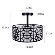 Depuley 12.6In Modern Semi Flush Ceiling Light Fixture, 3-Light Bedroom Ceiling Drum Light, Entry Light Fixtures Ceiling Hanging for Dining Room, Kitchen, Hallway, Entry, Foyer, Living Room, Black/Silver Finish - B07WQFFGPQ 3 | Depuley
