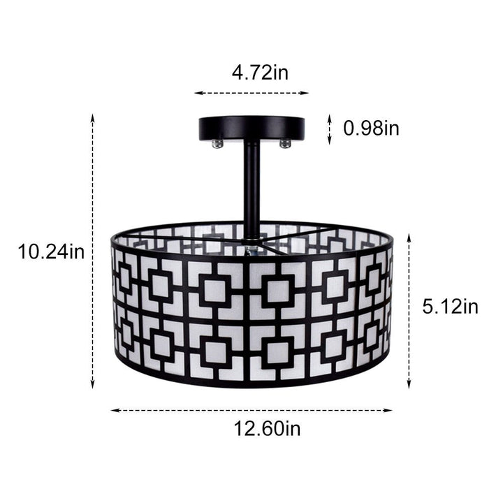 Depuley 12.6In Modern Semi Flush Ceiling Light Fixture, 3-Light Bedroom Ceiling Drum Light, Entry Light Fixtures Ceiling Hanging for Dining Room, Kitchen, Hallway, Entry, Foyer, Living Room, Black/Silver Finish - B07WQFFGPQ 3 | Depuley