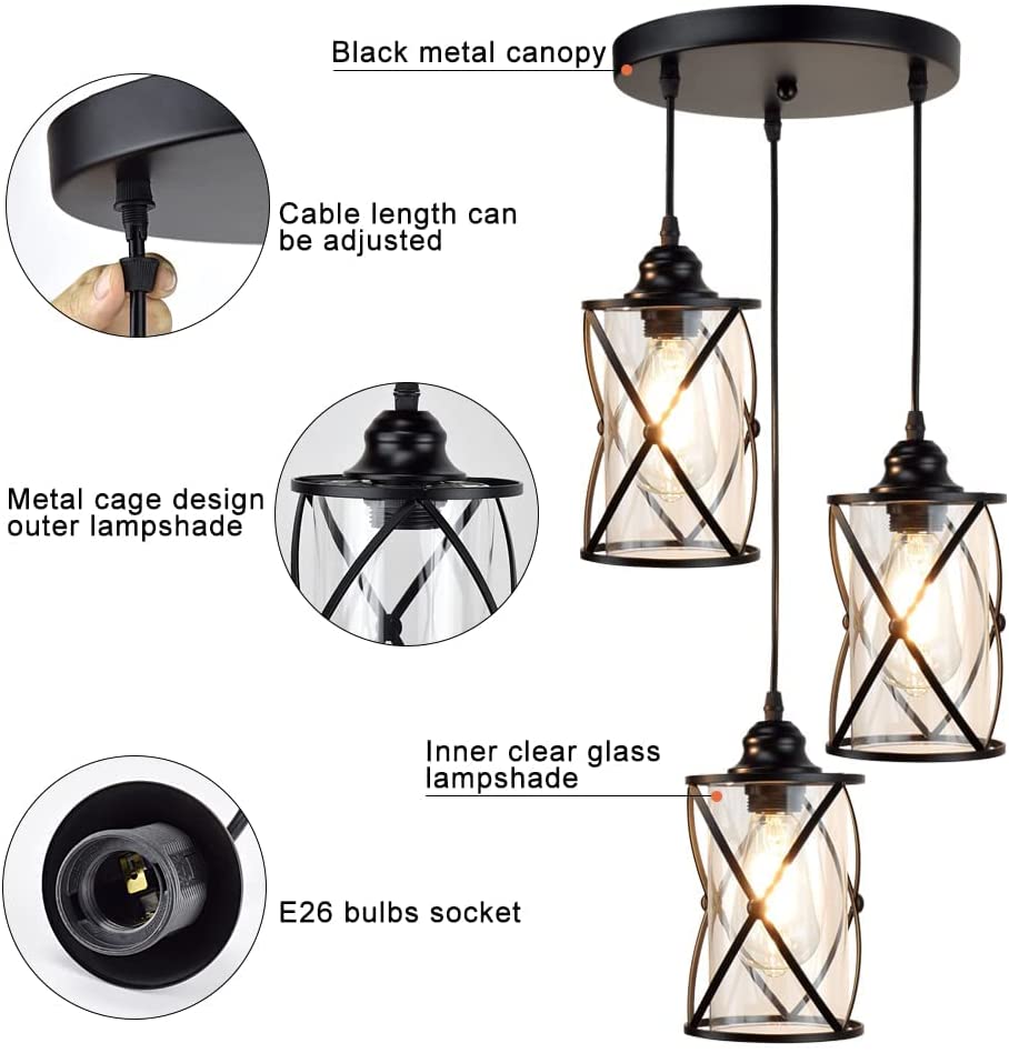 Black metal cage pendant light on sale