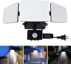 Depuley 35W Plug-In Motion Sensor Light Outdoor, Exterior LED Security Lights Fixture with 3 Adjustable Heads, Detector Flood Light for Garage Yard Porch Patio IP65 Waterproof, 6500K - B0893CRZRP 2 | Depuley