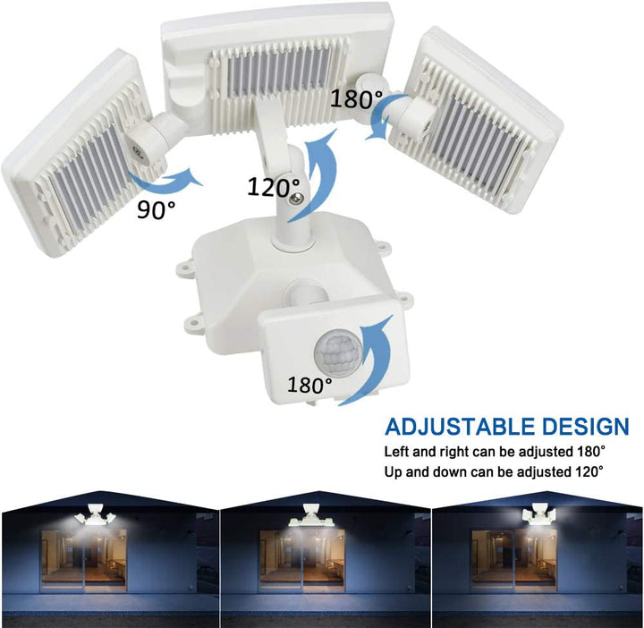 Depuley 35W Plug-In Motion Sensor Light Outdoor, Exterior LED Security Lights Fixture with 3 Adjustable Heads, Detector Flood Light for Garage Yard Porch Patio IP65 Waterproof, 6500K - B0893CRZRP 5 | Depuley