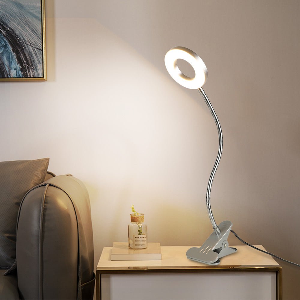 Depuley Dimmable Clip on Reading Light, 48 LED Chips USB Bed Night Lights with 3 Colors, 15 Brightness Level Book Light Flexible Clamp for Makeup Mirror, Desk, Bedside, Headboard, Piano, Computer Light - WSTL01-S 1 | Depuley
