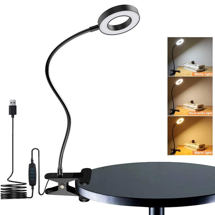 Depuley Dimmable Clip on Reading Light, 48 LED Chips USB Bed Night Lights with 3 Colors, 15 Brightness Level Book Light Flexible Clamp for Makeup Mirror, Desk, Bedside, Headboard, Piano, Computer Light - B0777NJDQ9 15 | Depuley