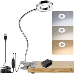 Depuley Dimmable Clip on Reading Light, 48 LED Chips USB Bed Night Lights with 3 Colors, 15 Brightness Level Book Light Flexible Clamp for Makeup Mirror, Desk, Bedside, Headboard, Piano, Computer Light - WSTL01-S 3 | Depuley