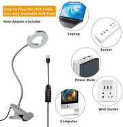 Depuley Dimmable Clip on Reading Light, 48 LED Chips USB Bed Night Lights with 3 Colors, 15 Brightness Level Book Light Flexible Clamp for Makeup Mirror, Desk, Bedside, Headboard, Piano, Computer Light - WSTL01-S 6 | Depuley