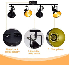 Depuley Flexible Track Light Kit, Black Ceiling Tracking Lights Fixture, 4-Light Flush Mount Spot Lighting for Living Room, Dining Room, Bedroom, Kitchen, Office, Closet Room - WSSD05-20B 5 | Depuley