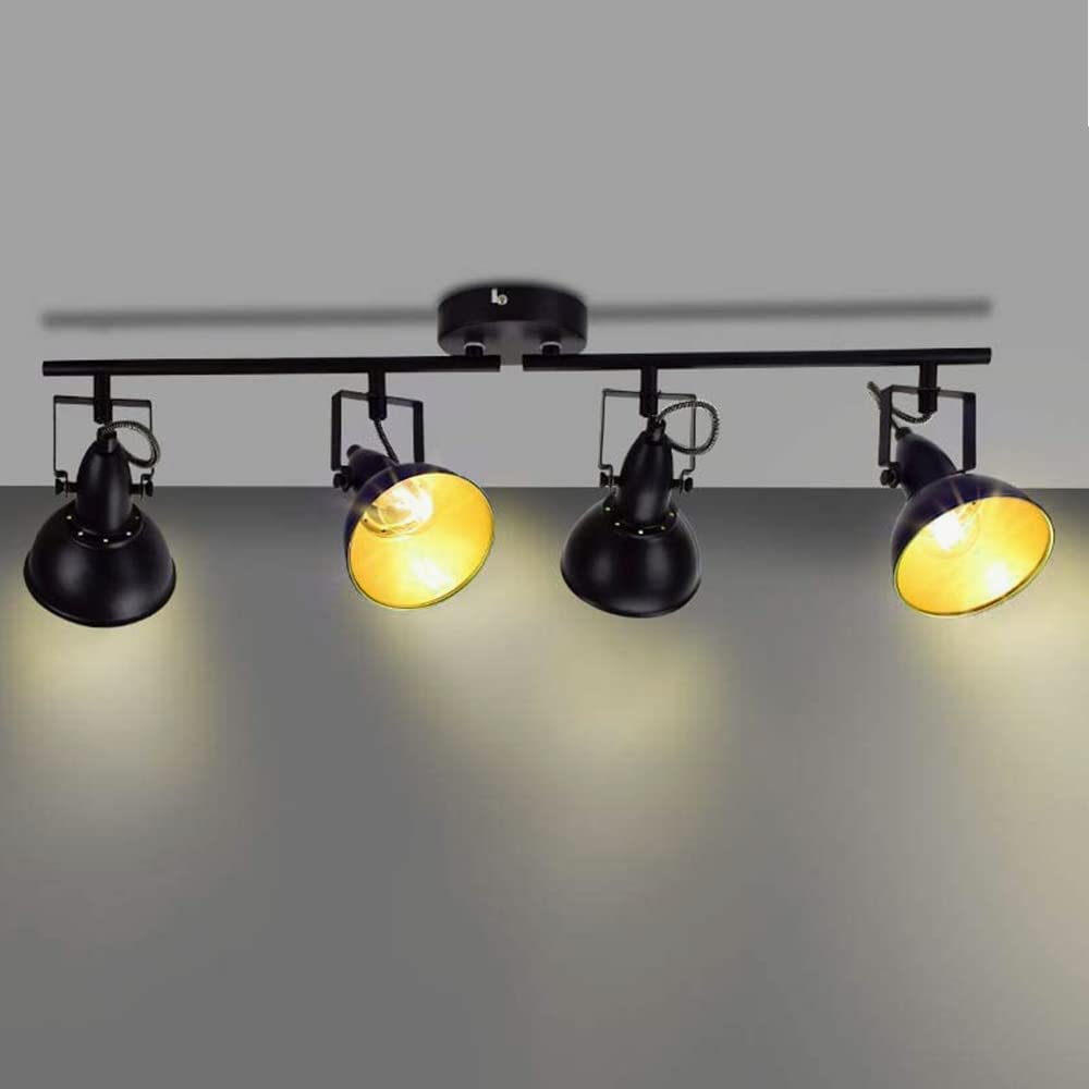 Depuley Flexible Track Light Kit, Black Ceiling Tracking Lights Fixture, 4-Light Flush Mount Spot Lighting for Living Room, Dining Room, Bedroom, Kitchen, Office, Closet Room - WSSD05-20B 1 | Depuley