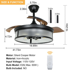 Depuley Industrial Ceiling Fan with Light, Ceiling Fan with Retractable Blades, Vintage Acrylic Chandelier Fan Light Fixtures with Remote for Living Room, Kitchen, Bedroom, 5 E26 Base - WS-FPZ16-60B 4 | Depuley