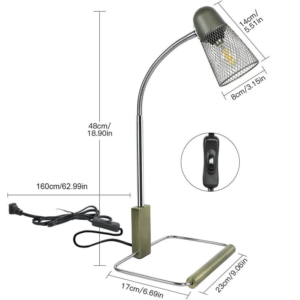 DLLT Industrial Desk Lamp Modern Eye Caring Bedside Gooseneck Reading Lamps with Metal Lampshade Vintage Nightstand Table Lamp Lighting for Bedroom