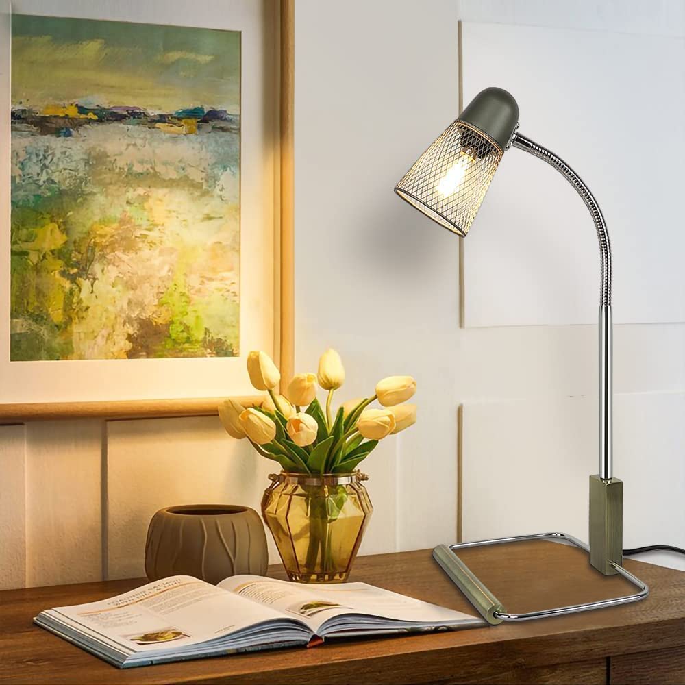 Old Flexible Long Neck Lamp With Metal Base, Goose Neck Lamp, Industrial  Look Desk Lamp 2L 