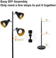DLLT Industrial Tree Floor Lamp with 3 Bulbs, Farmhouse Standing Light, Skinny Tall Pole Lamp, Metal Bright Reading Lamps for Living Room Bedroom, Adjustable Heads, Foot Switch, Mid Century (Bulbs Included) - WSFLL011-B 17 | Depuley