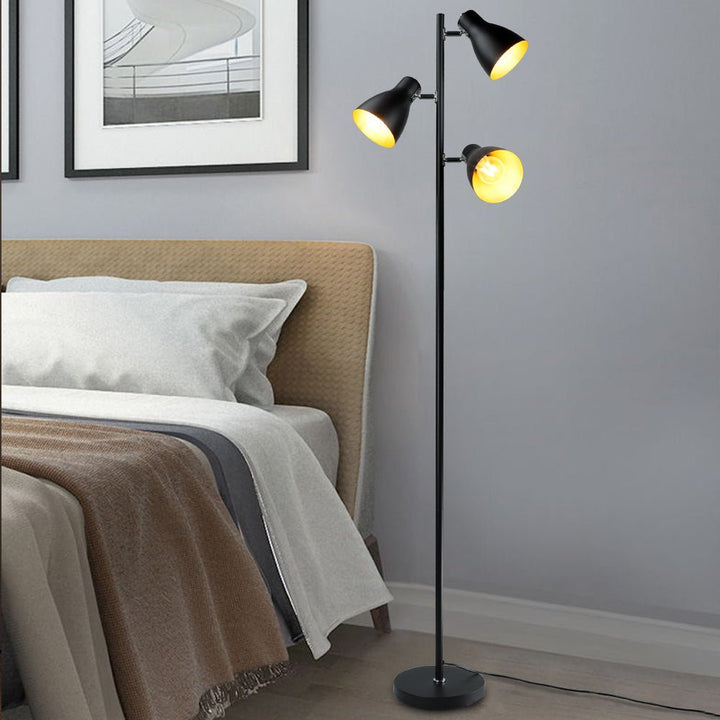 DLLT Industrial Tree Floor Lamp with 3 Bulbs, Farmhouse Standing Light, Skinny Tall Pole Lamp, Metal Bright Reading Lamps for Living Room Bedroom, Adjustable Heads, Foot Switch, Mid Century (Bulbs Included) - WSFLL011-B 19 | Depuley