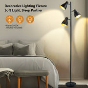 DLLT Industrial Tree Floor Lamp with 3 Bulbs, Farmhouse Standing Light, Skinny Tall Pole Lamp, Metal Bright Reading Lamps for Living Room Bedroom, Adjustable Heads, Foot Switch, Mid Century (Bulbs Included) - WSFLL011-B 15 | Depuley