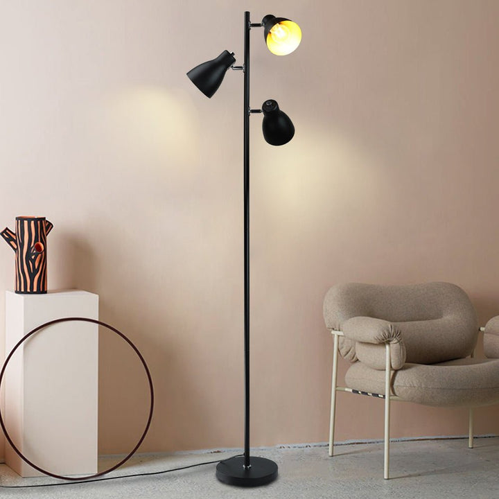 DLLT Industrial Tree Floor Lamp with 3 Bulbs, Farmhouse Standing Light, Skinny Tall Pole Lamp, Metal Bright Reading Lamps for Living Room Bedroom, Adjustable Heads, Foot Switch, Mid Century (Bulbs Included) - WSFLL011-B 20 | Depuley