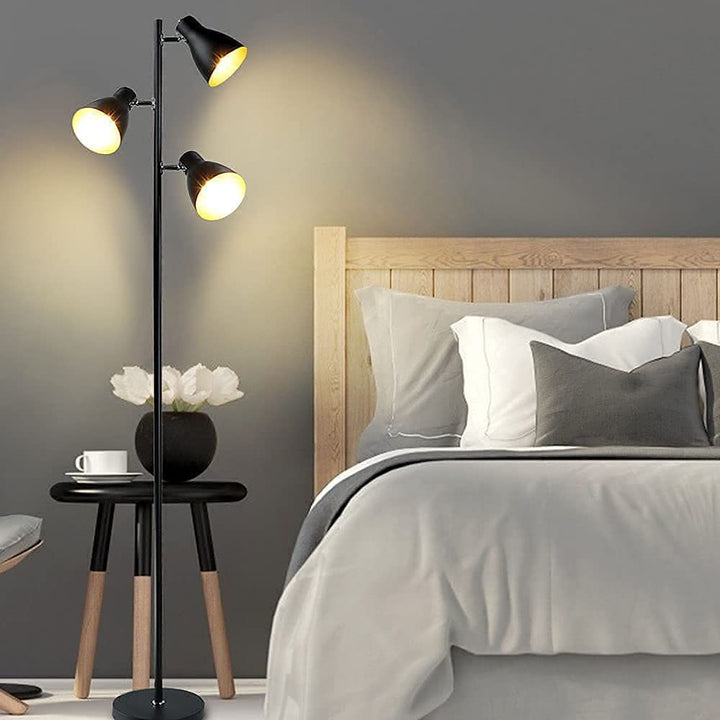 DLLT Industrial Tree Floor Lamp with 3 Bulbs, Farmhouse Standing Light, Skinny Tall Pole Lamp, Metal Bright Reading Lamps for Living Room Bedroom, Adjustable Heads, Foot Switch, Mid Century (Bulbs Included) - WSFLL011-B 13 | Depuley