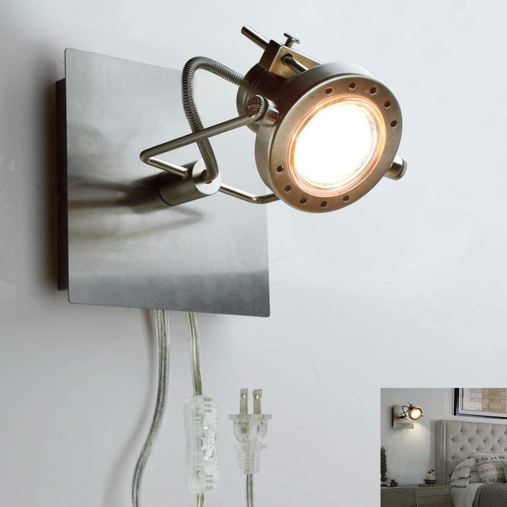 Depuley LED Ceiling Spotlight, Adjustable Wall Mount Lamp, Plug-in Track Light Kit Lighting for Bedside, Headboard Picture, Bedroom, Kitchen, Living Room,Warm White - WSSD03-3B 1 | Depuley