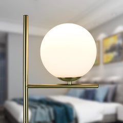 DLLT Lunar Frosted Glass Globe Floor Lamp 9W LED Standing Lamps for Modern, Mid Century Contemporary Rooms, Energy Saving Tall Pole Accent Lighting for Living Room, Bedroom, Office, Gold - PY-F1036G 2 | Depuley