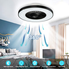 Depuley Modern LED Ceiling Fan with Lights, 40W Dimmable Ceiling Fan with Remote, 7 Invisible Blades Semi Flush Mount Ceiling Fan Light, 3-Speed Indoor Low Profile Ceiling Fan, 3000K-6500K Timing - WS-FPZ12-40C 4 | Depuley