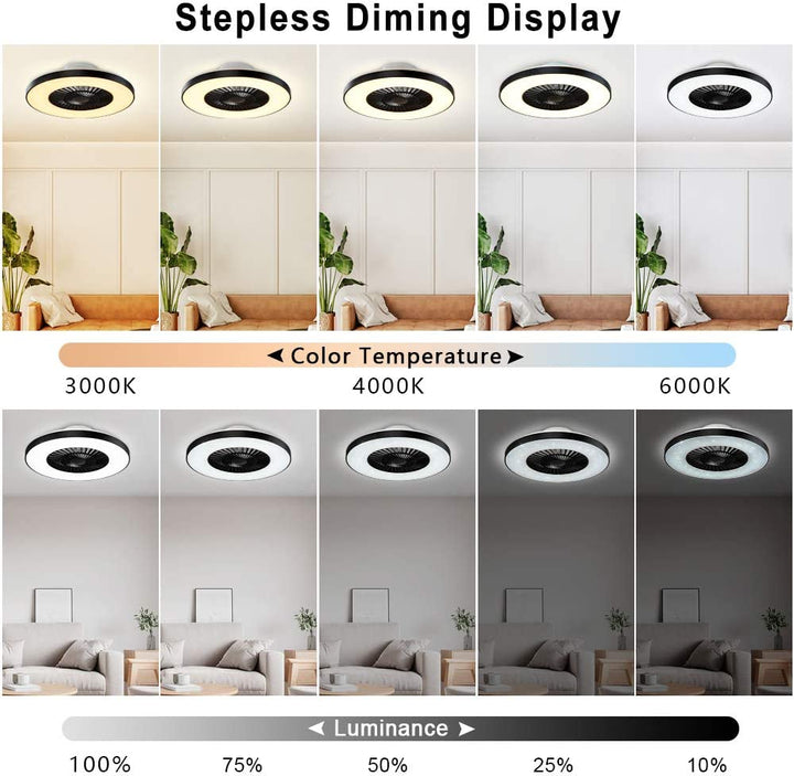 Depuley Modern LED Ceiling Fan with Lights, 40W Dimmable Ceiling Fan with Remote, 7 Invisible Blades Semi Flush Mount Ceiling Fan Light, 3-Speed Indoor Low Profile Ceiling Fan, 3000K-6500K Timing - WS-FPZ12-40C 5 | Depuley