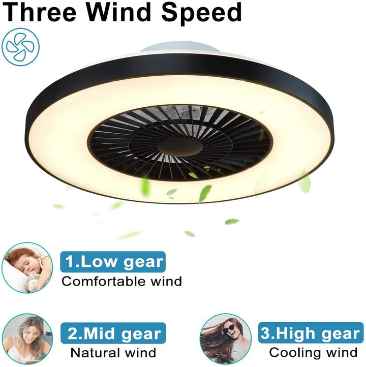 Depuley Modern LED Ceiling Fan with Lights, 40W Dimmable Ceiling Fan with Remote, 7 Invisible Blades Semi Flush Mount Ceiling Fan Light, 3-Speed Indoor Low Profile Ceiling Fan, 3000K-6500K Timing - WS-FPZ12-40C 9 | Depuley