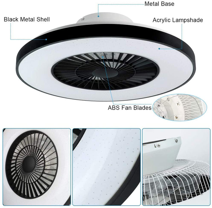 Depuley Modern LED Ceiling Fan with Lights, 40W Dimmable Ceiling Fan with Remote, 7 Invisible Blades Semi Flush Mount Ceiling Fan Light, 3-Speed Indoor Low Profile Ceiling Fan, 3000K-6500K Timing - WS-FPZ12-40C 11 | Depuley