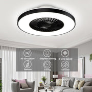 Depuley Modern LED Ceiling Fan with Lights, 40W Dimmable Ceiling Fan with Remote, 7 Invisible Blades Semi Flush Mount Ceiling Fan Light, 3-Speed Indoor Low Profile Ceiling Fan, 3000K-6500K Timing - WS-FPZ12-40C 7 | Depuley