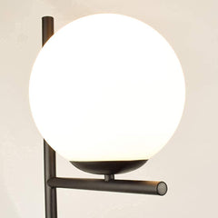 DLLT Modern LED Sphere Floor Lamp 9W Frosted Glass Globe Standing Lamps for Bedroom, Energy Saving Mid Century Tall Pole Standing Accent Lighting for Living Room, Office, Bedroom, Black (Bulb Includes) - PY-F1036B 2 | Depuley