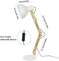 Depuley Swing Arm Desk Lamp, Wood Adjustable Gooseneck Table Lamp, Modern Architect Desk Light, Reading Light for Work, Study, Bedroom, Home Office, College Dorm, White Metal Shade, Bulb Included - WST1042-4B-W 3 | Depuley