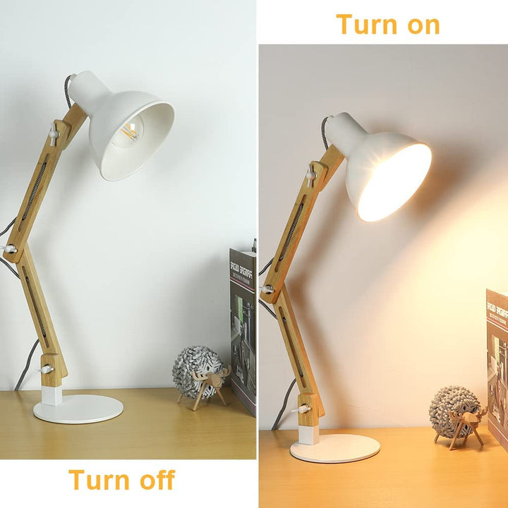Depuley Swing Arm Desk Lamp, Wood Adjustable Gooseneck Table Lamp, Modern Architect Desk Light, Reading Light for Work, Study, Bedroom, Home Office, College Dorm, White Metal Shade, Bulb Included - WST1042-4B-W 6 | Depuley
