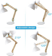 Depuley Swing Arm Desk Lamp, Wood Adjustable Gooseneck Table Lamp, Modern Architect Desk Light, Reading Light for Work, Study, Bedroom, Home Office, College Dorm, White Metal Shade, Bulb Included - WST1042-4B-W 4 | Depuley
