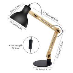 Depuley Wood Swing Arm Desk Lamp, Architect Multi-Joint Adjustable Gooseneck Table Lamp, Modern Architect Desk Light, Reading Light for Work, Study, Bedroom, Home Office, College Dorm, Black Metal Shade (Bulb Included) - WST1042-4B-B 3 | Depuley