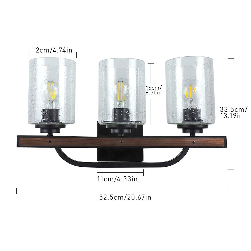 Depuley Rustic Vanity Lights 3 Light Farmhouse Bathroom Light Fixtures with Seeded Glass Shade Industrial Vintage Wall Sconces Lamp Over Mirror for