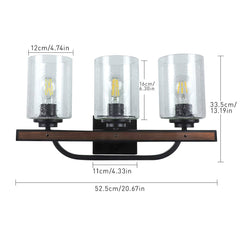 Depuley Rustic Vanity Lights, 3-Light Farmhouse Bathroom Light Fixtures with Seeded Glass Shade, Industrial Vintage Wall Sconces Lamp Over Mirror for Bathroom Hallway Bedroom Living Room - WS-FNW24-60B 3 | Depuley