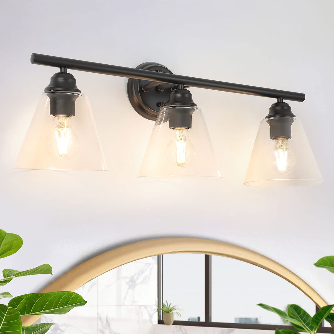 DLLT Indoor Vintage Wall Light Bathroom Dressing Table Black with 3 Bulbs Metal Glass Wall Spotlight Retro Lamp for Bathroom Bedroom Hallway Kitchen DEPULEY DLLT Indoor Vintage Wall Light Bathroom Dressing Table Black with 3 Bulbs Metal Glass Wall Spotlight Retro Lamp for Bathroom Bedroom Hallway Kitchen DEPULEY