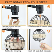 Depuley Industrial Beside Table Lamp with 2 USB Ports, Adjustable Modern Metal Nightstand Desk Lamp, 3000K Warm Light with Rattan Shade - WS-MNT31-60U 4 | Depuley