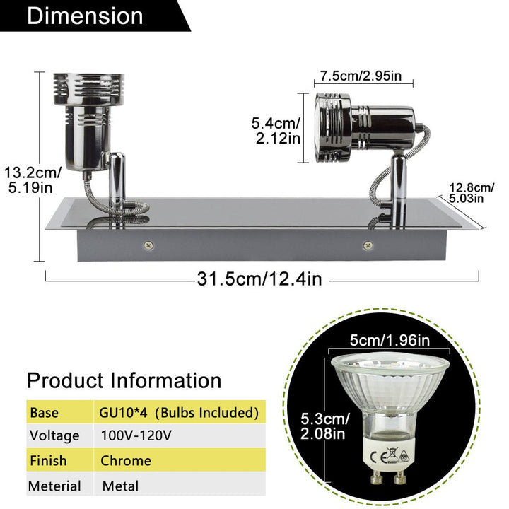 Depuley Industrial Ceiling Track Lighting, 2-Light Led Directional Track Wall Spotlight, GU10 Bulbs Inclu - WSSD06-6B 5 | Depuley