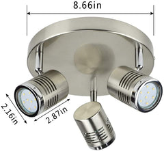 Depuley Industrial Track Light LED Directional Ceiling Spot Light, Indoor Round Ceiling Spot Lighting Fixture 3-Light for Kitchen/Dining Room/Hallway/Bedroom/Picture Wall, Warm Light, 3 * 3W Gu10 Bulb - WSSD01-9B 3 | Depuley