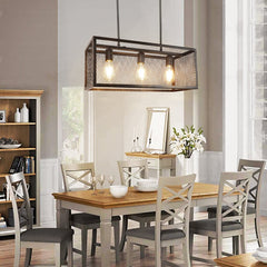 Depuley Industrial Kitchen Island Light Fixture, 3-Light Farmhouse Chandelier, Adjustable Metal Mesh Pendant Light for Dining Room, Living Room, Bar, Restaurant - WSCDD21-B 6 | Depuley