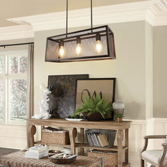 Depuley Industrial Kitchen Island Light Fixture, 3-Light Farmhouse Chandelier, Adjustable Metal Mesh Pendant Light for Dining Room, Living Room, Bar, Restaurant - WSCDD21-B 7 | Depuley