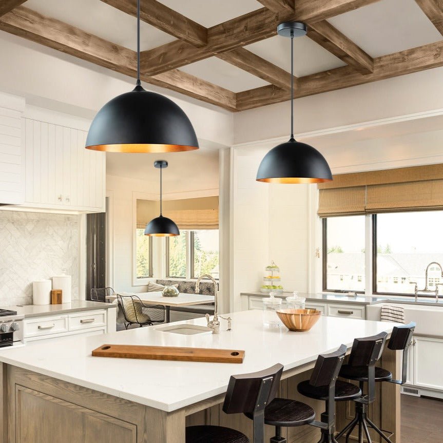 Vintage Industrial Pendant Lights, 3-Pack Matte Black Metal Hanging Lights For Kitchen Island, Dining Room, Bar