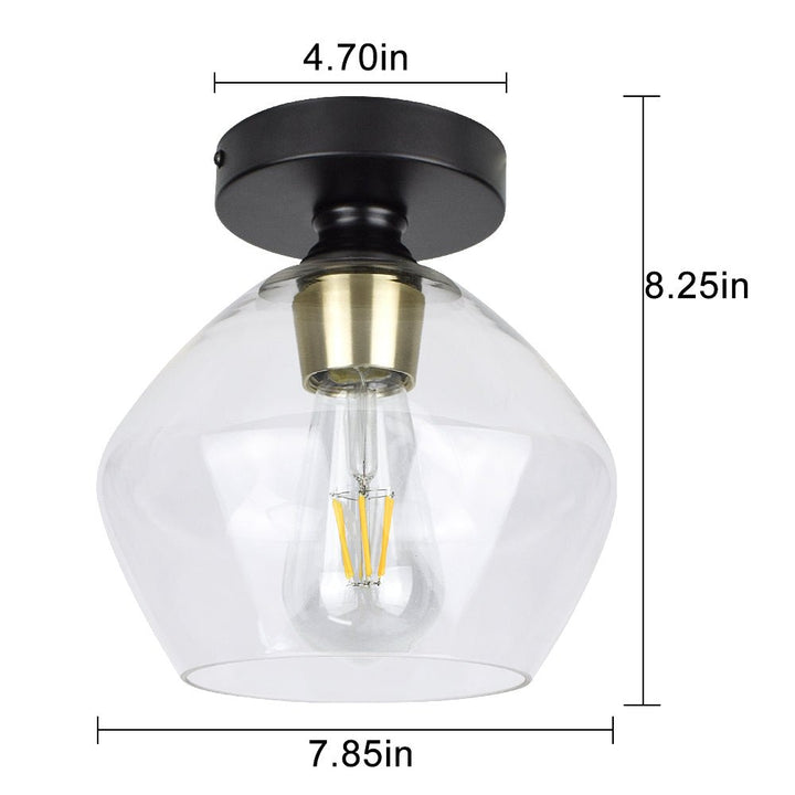 Depuley Industrial Semi Flush Mount Light, Vintage Close to Ceiling Light, Farmhouse Glass Ceiling Light Fixture for Hallway, Entryway, Dining Room, Bedroom, Cafe, Bar, Passway, Foyer, Clear Lampshade - WSCL32-02-T 3 | Depuley