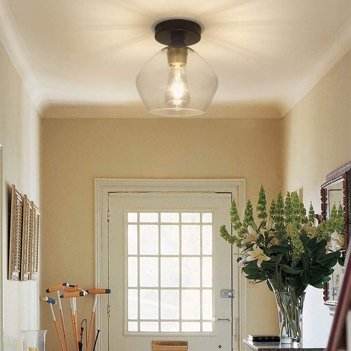 Depuley Industrial Semi Flush Mount Light, Vintage Close to Ceiling Light, Farmhouse Glass Ceiling Light Fixture for Hallway, Entryway, Dining Room, Bedroom, Cafe, Bar, Passway, Foyer, Clear Lampshade - WSCL32-02-T 4 | Depuley
